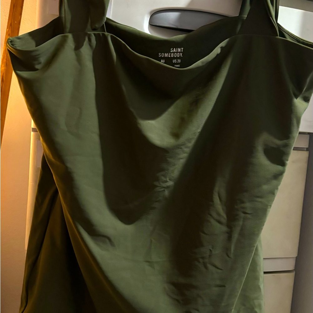 Saint Somebody, size 20, olive green, tie straps (adjustable), camisole